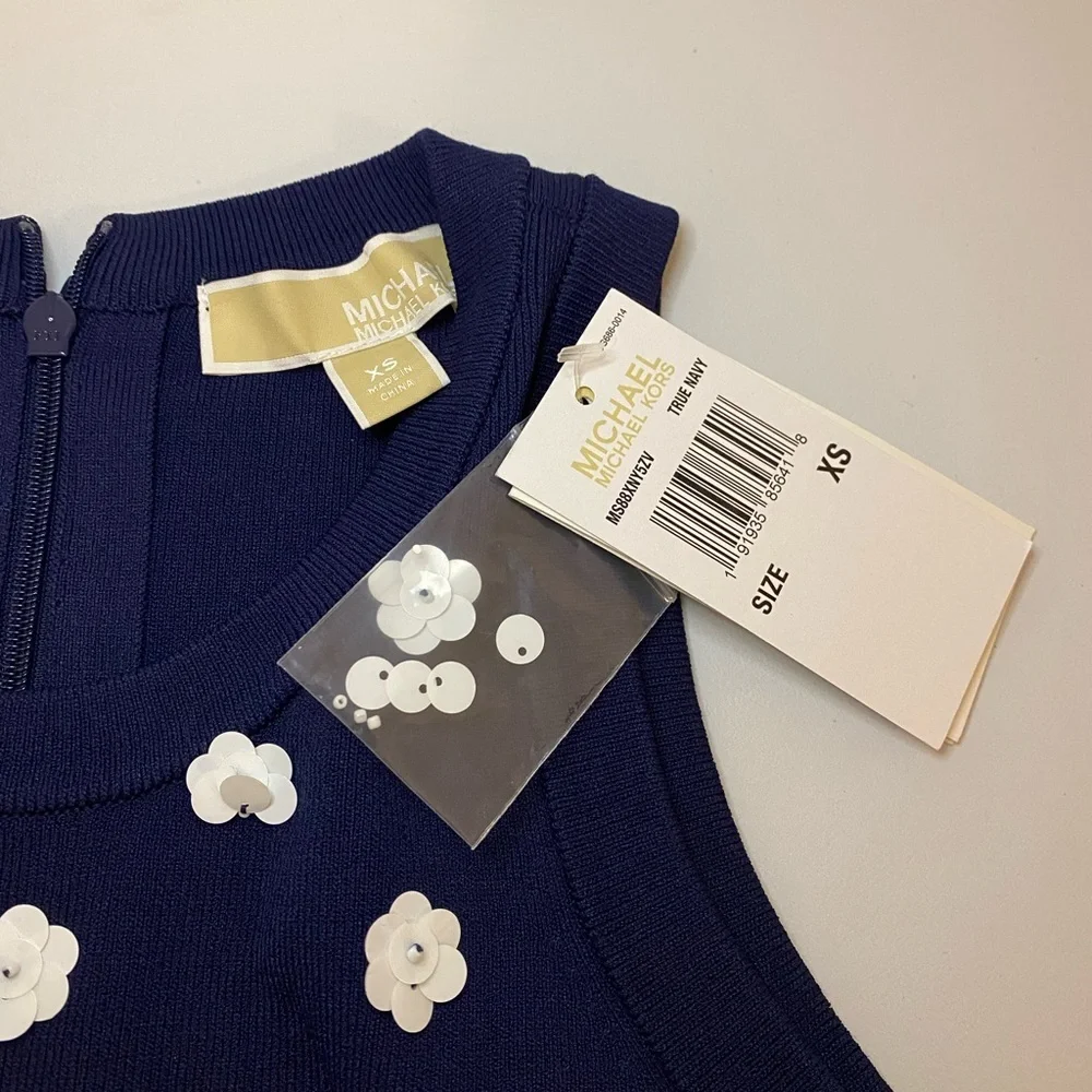 Michael Kors Blue and White Bodycon Dress Women Size XS